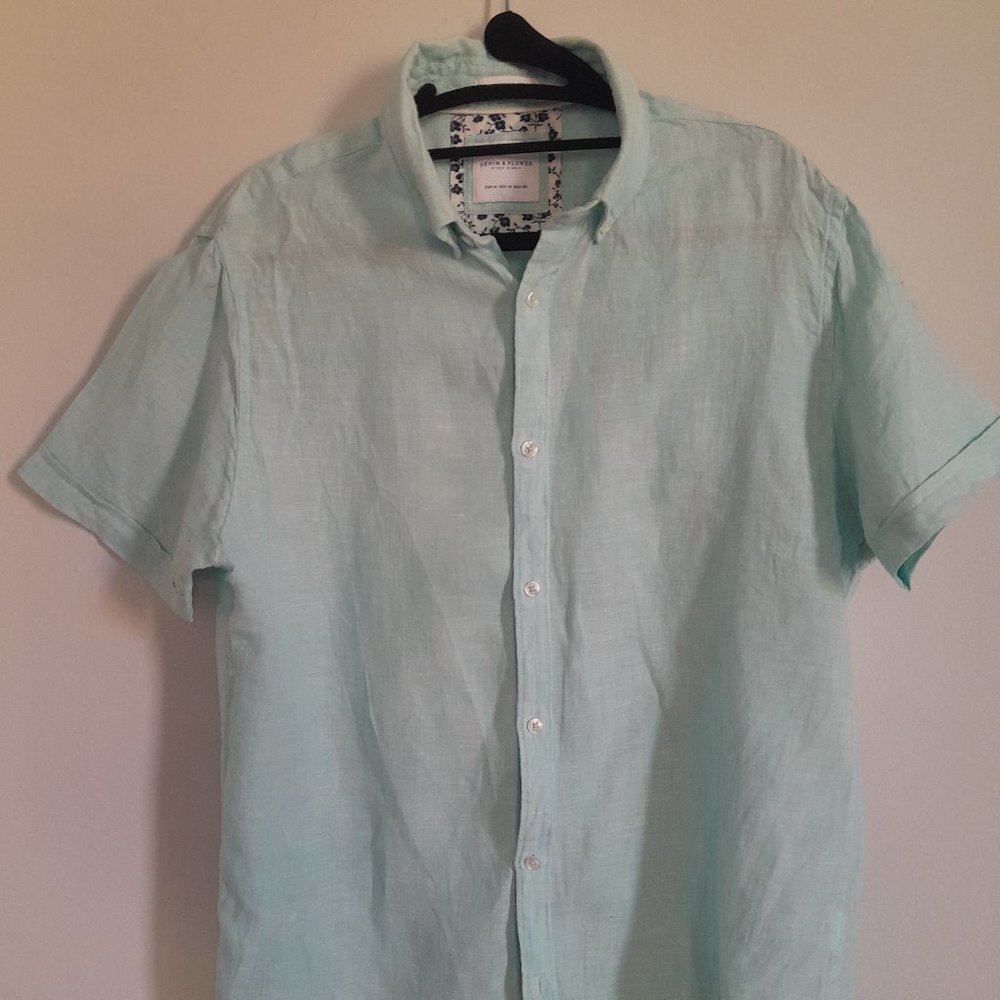 Denim & Flower Shirt sleeve Linen shirt